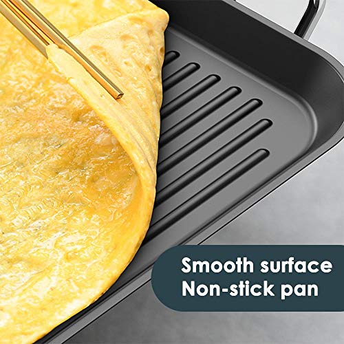 SEAAN Electric Teppanyaki Griddle Grill Indoor Non-Stick Table Top BBQ Grill Smokeless with 5-Level Temperature Control,for 1-4 People (19\'\'x11\'\')