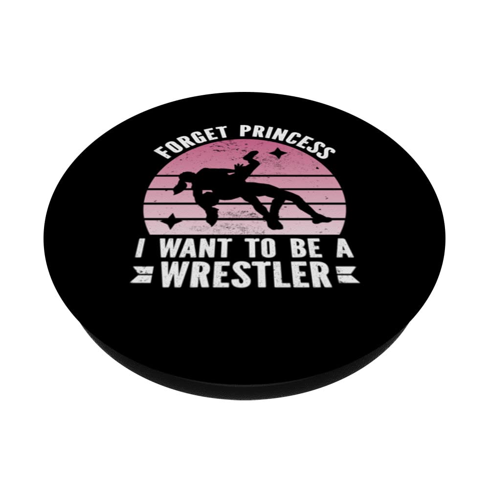 Forget Princess I Want To Be A Wrestler Female Wrestling PopSockets Swappable PopGrip, Black - Image 2
