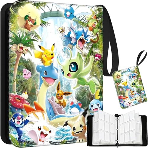 Álbum de recortes para tarjetas, álbum de recortes para Pokemon, 400 tarjetas, álbum de recortes, 4 bolsillos, 50 páginas, soporte para tarjetas coleccionables, tarjetas coleccionables con cremallera