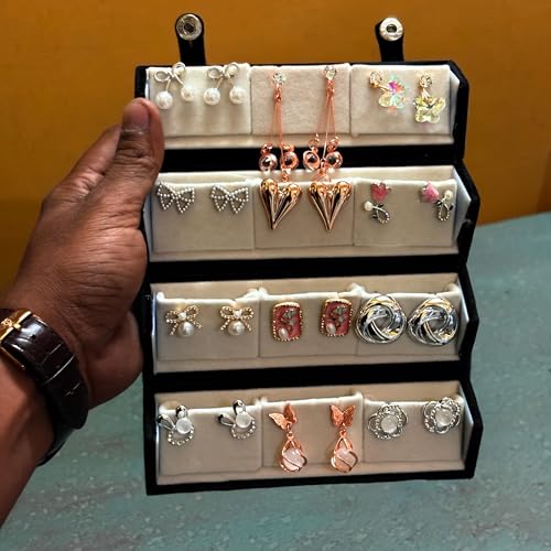 Image of 12 Pair Korean Designer Stud Earrings Box Set - Random Mix of Heart, Bow, Pearl & Floral Designs | Trendy Earrings Collection for Girls & Women