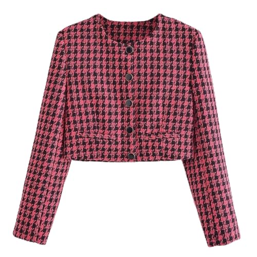 Veste en tweed rouge femme manteau chic boutons vintage parfait pour vos sorties