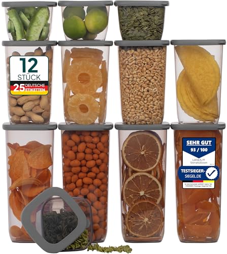 uandu Vorratsdosen mit Deckel Luftdicht - 12er Vorratsbehälter Set | Aufbewahrungsbox Küche Aufbewahrung & Organisation | BPA Frei | Küchen Organizer | Vorratsdosen für alle trockenen Lebensmittel