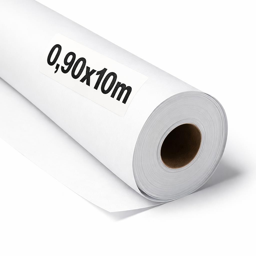 OFITURIA Kraftpapier Weiß – Rolle 0,90 × 10 m – 6 Rollen – Verpackungspapier Und Geschenkpapier – Bastelpapier Für DIY, Dekoration Und Schnittmuster – Reißfest Und Leicht Zuschneidbar