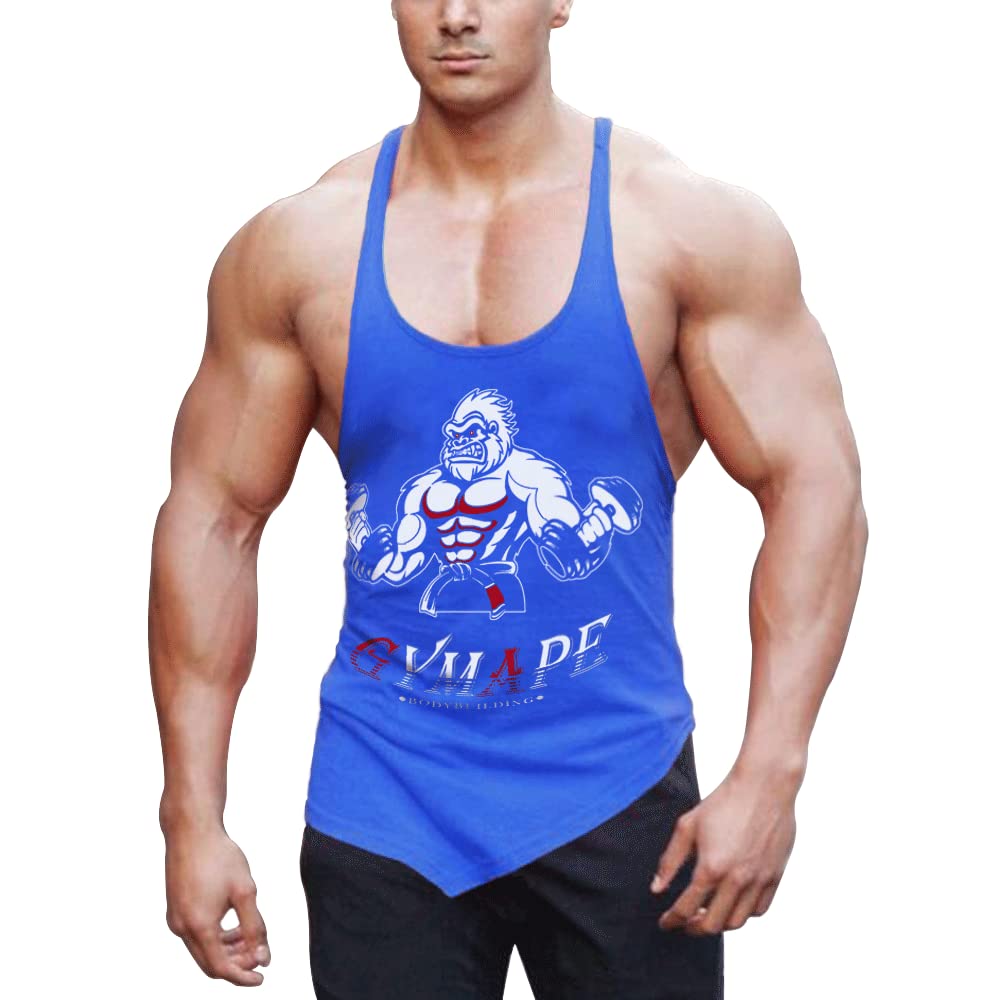 GYMAPE Hombres Algodón Puro Gimnasia Camiseta de Tirantes Elástico Culturismo Ejercicio Camiseta Sin Mangas