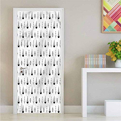 Saguaro Color04 - Decoración de pared (PVC para puerta, diseño de cactus y malezas)