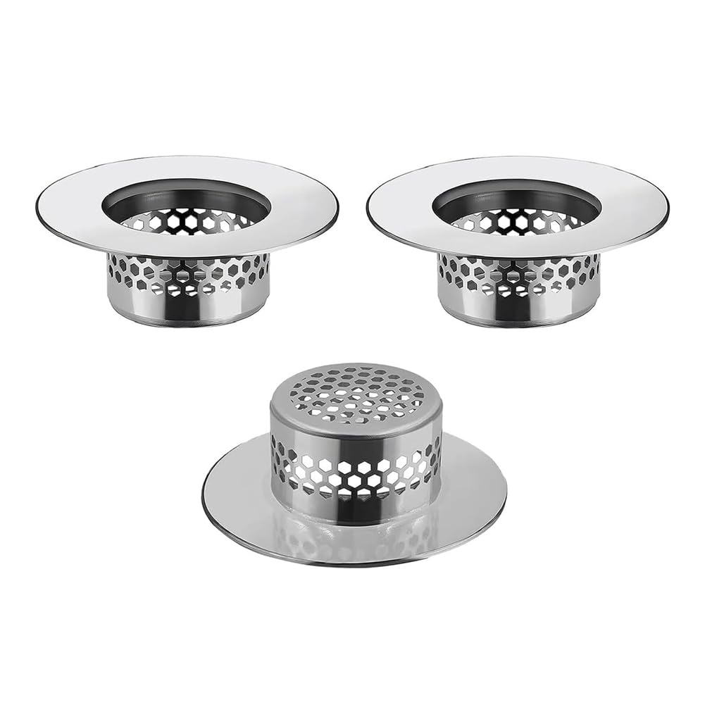 CTRLZS Bathtub Drain Cover, Bathroom Sink Strainer, Drain Hair Catcher for Bathtub Laundry Utility Sink, B(3-Pack)