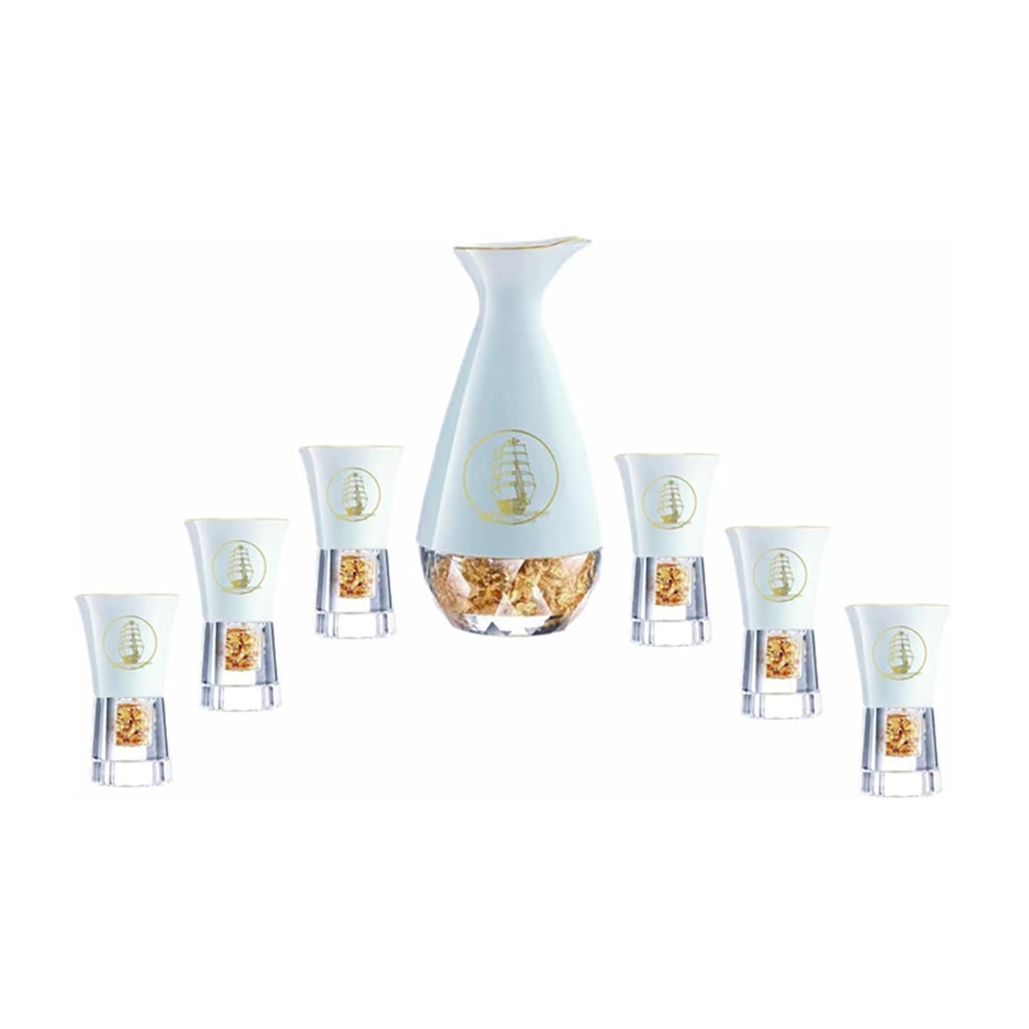 Tazas de sake de cerámica REVLIE con lámina de oro para disfrutar de una experiencia tradicional