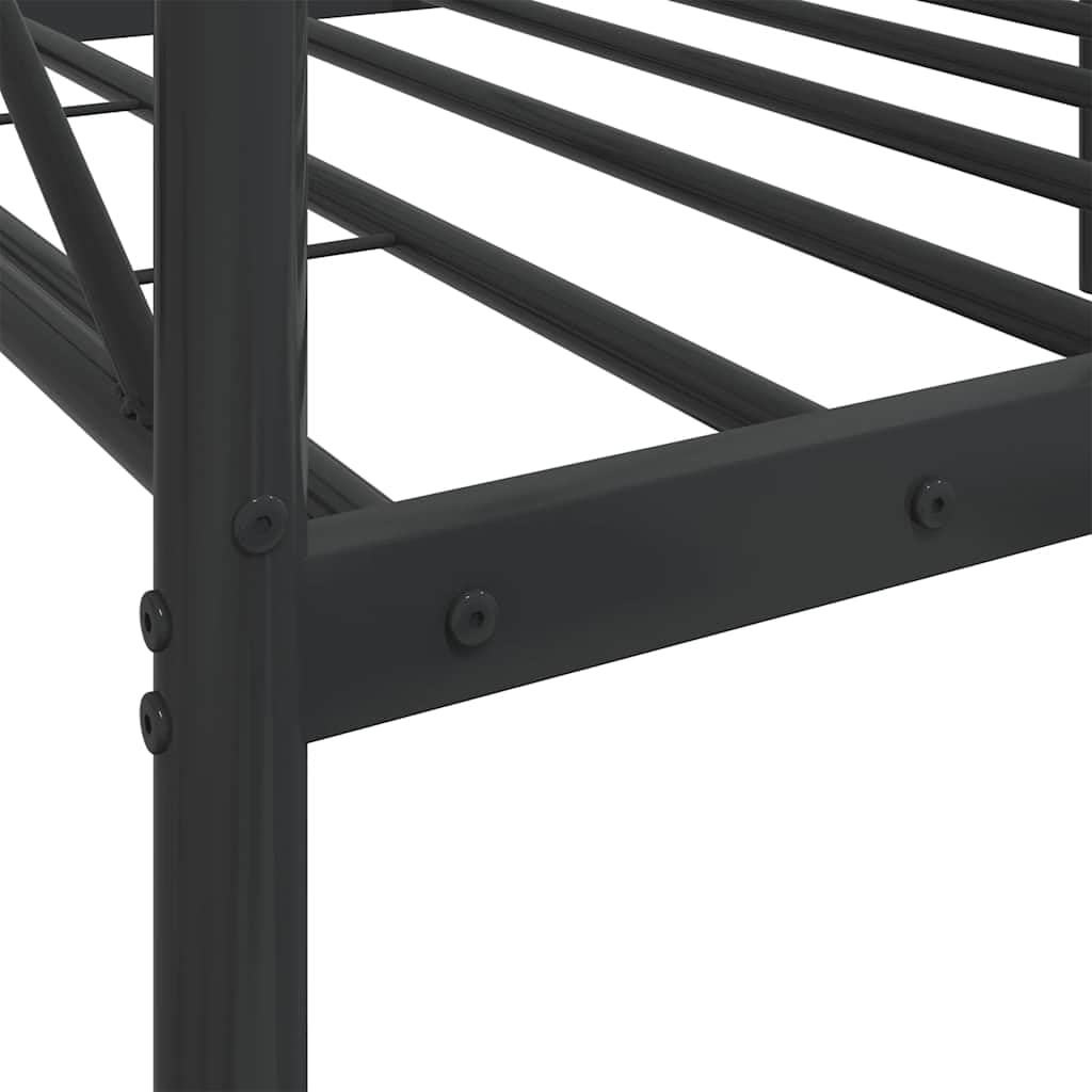 Cama de día sin colchón, color negro, 80 x 200 cm, marco de acero estable, para dormitorio, mueble moderno con espacio de almacenamiento