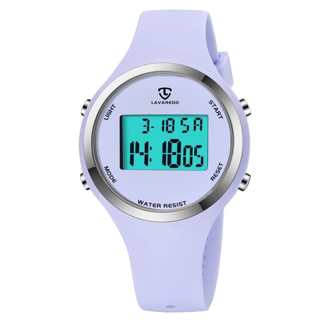 aswan watch Reloj Digital para Mujer con Alarma, Luz LED Night Display, Cronómetro, Calendario, Indicador de Hora 12/24 Horas y Luz Deportiva con Correa de Silicona