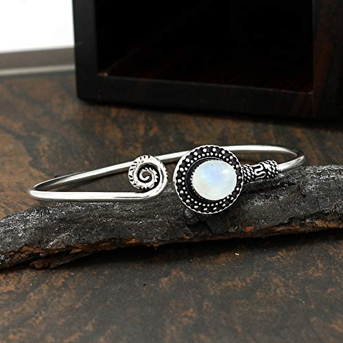 Natural Gemstones 925 Silver Plated Cuff Bracelets for Women - Oval Shape Stone Birthstone Handmade Adjustable Open Bangle Jewelry - Gifts for Wedding Anniversary Valentine's Day Christmas4