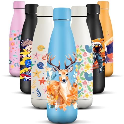 HoneyHolly Botella Termica, 500 ml sin BPA, Botella Agua Acero Inoxidable, Doble Aislamiento, Cantimplora, A Prueba de Fugas, Acero Inoxidable 18/8, Cantimplora Termica para Deportes, Escuela, Yoga