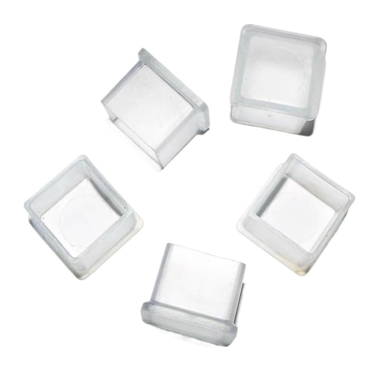 Rubber chair leg caps, Chair Leg Floor ors 8 Pcs Clear Silicone 20-60mm Square(20 * 20mm)