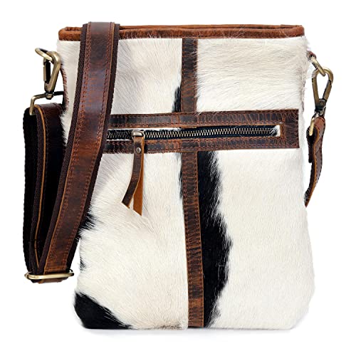 Handmade Cowhide Leather Crossbody Bag – Genuine Hairon Leather Shoulder Purse for Women | Stylish Sling Bag (13” H x 10” L x 2” W)2
