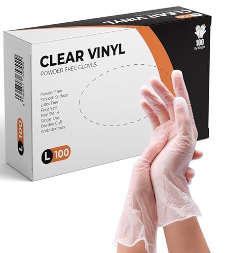 K-MART Clear Vinyl Gloves, Box of 100, Large