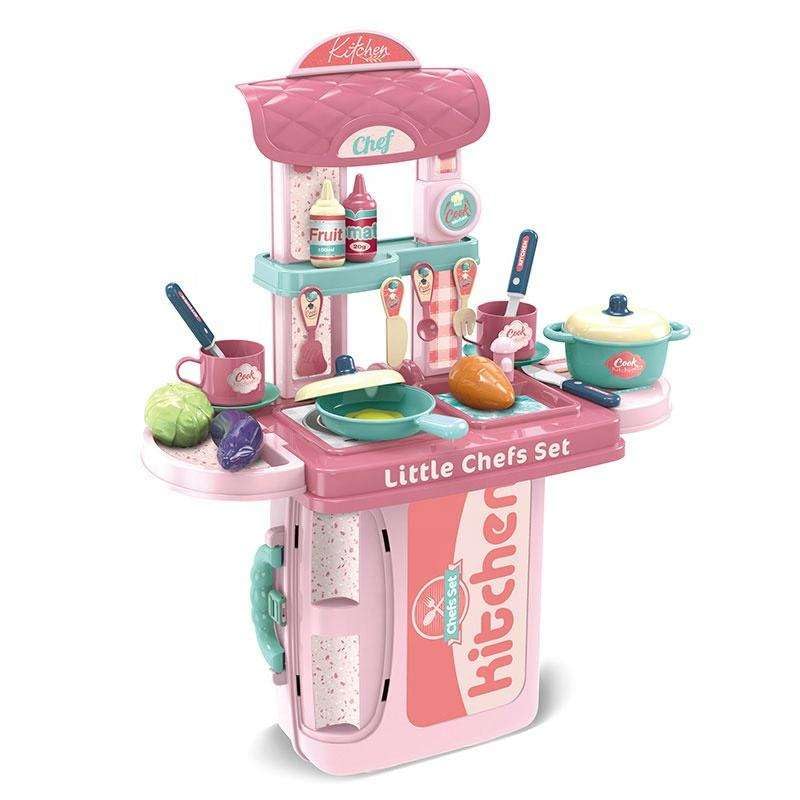 Image of Kitchen Set for Kids Girls Toys | Kids Kitchen Play Set with Lights & Sound | Pretend Cooking Role Play Toy Set for Girls & Boys (WD-P35)