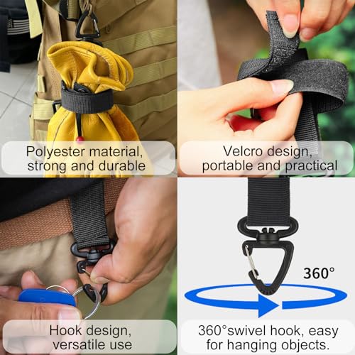 iCovalescent 2 Stück Handschuhhalter, Handschuhhalter Gürtel, Einstellbar Handschuhe Halter, Ideal für Feuerwehr Handschuhe, Einsatzhandschuhe Polizei, Gärten, Baustellen(Schwarz)