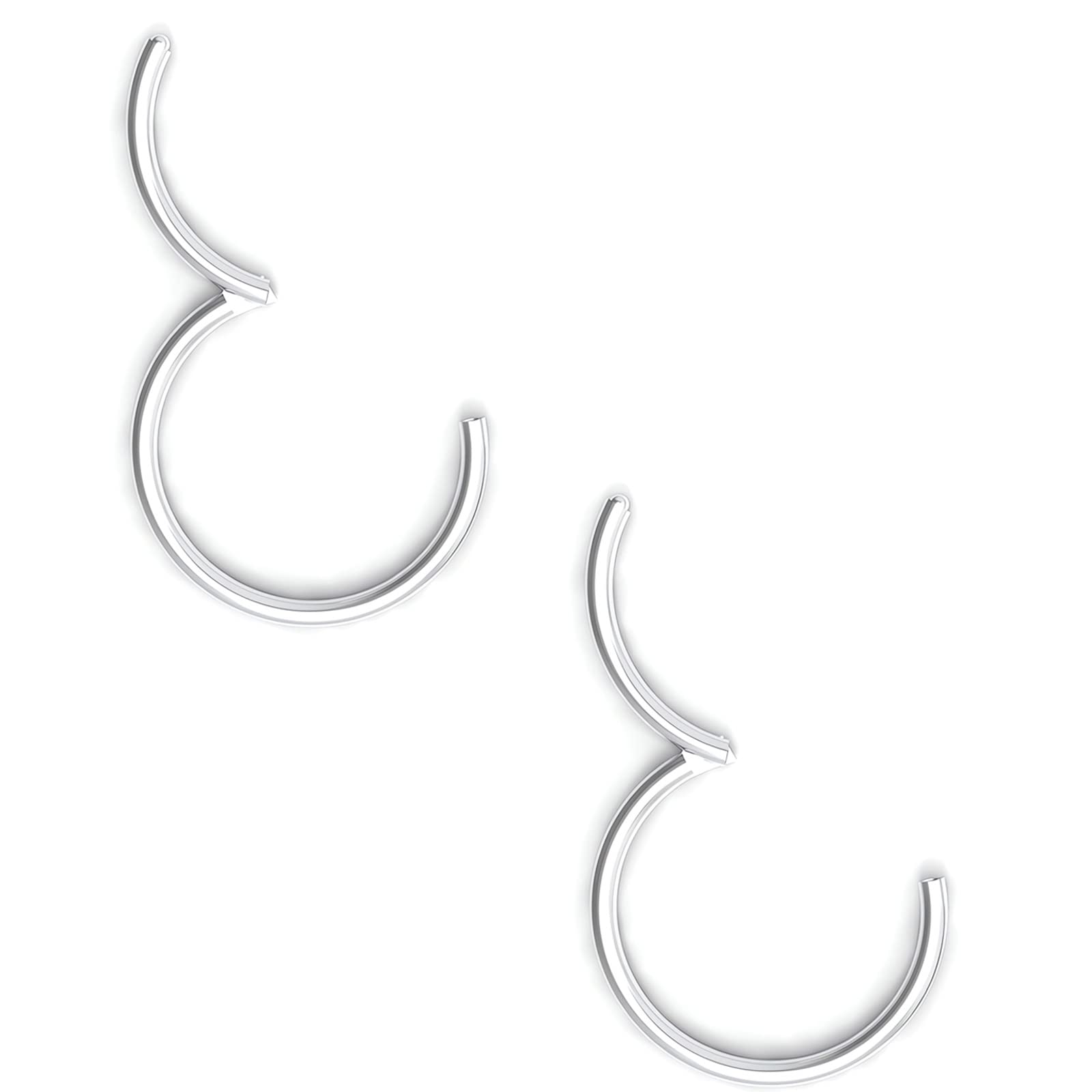 Body CAC 0.8mm/1.0mm/1.2mm/1.6mm/2.0mm/3.0mm/4.0mm/5.0mm/6.0mm Steel Hypoallergenic Clicker Hinged Nose Septum Ring Hoop with Colour Gold-Silver tone-Black-Rose gold — view 8