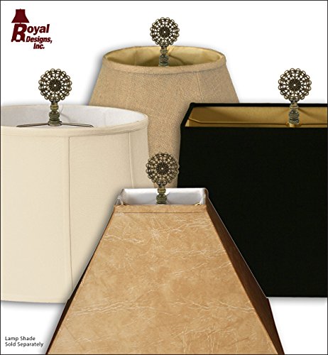 Image of Royal Designs Scalloped Filigree 2.62 inch Lamp Finial for Lamp Shade, Antique Brass