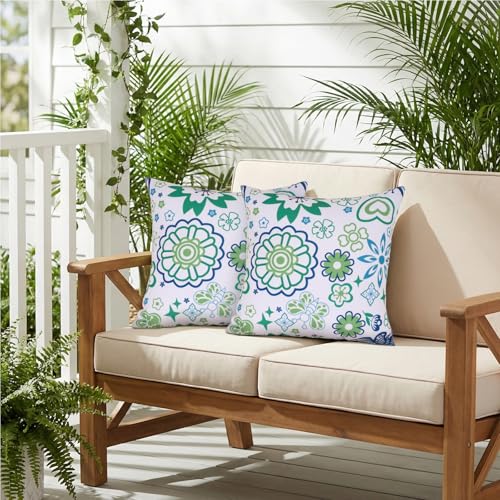 Poise3EHome Outdoor Pillow Covers 18x18 Inches Set of 2, Waterproof Decorative Throw Pillow Covers for Patio Garden Couch Chair, Butterfly, Indoor Outdoor Use, Spring Summer Decor — view 6