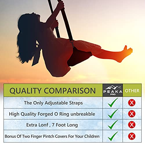 Peaka Pro SWING SEAT AND STRAPS SET Adjustable Tree Swing Straps Hanging Kit (From 4'3 Inch To 7'4") - Set Of 2 Tree Swing Strap Hanging - Extra Long Hammock Tree Straps thumb #3