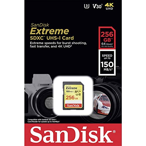 Image of SanDisk Extreme SDXC, SDXVF 256GB, V30, U3, C10, UHS-I, 90MB /s R, 60MB /s W, for 4K Video