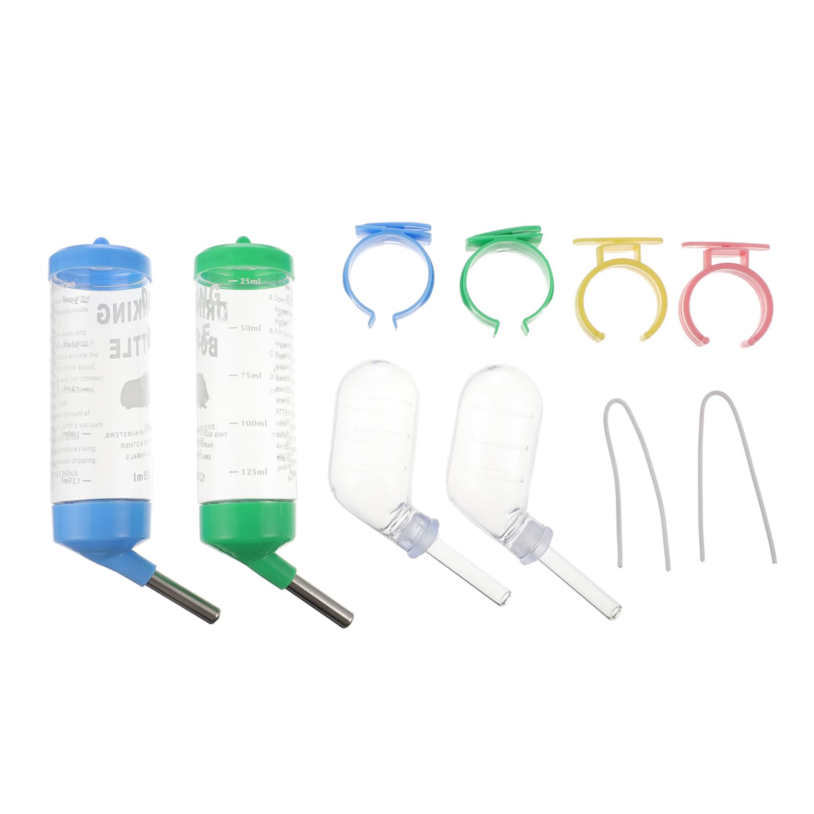 VANZACK 8piezas Botella De Agua para Pequeños Animales Rodillo De Inoxidable para Hámster Conejo Cobaya y Otros Roedores Diseño Anti-Fugas y Fácil De Usar Capacidad para Jaulas