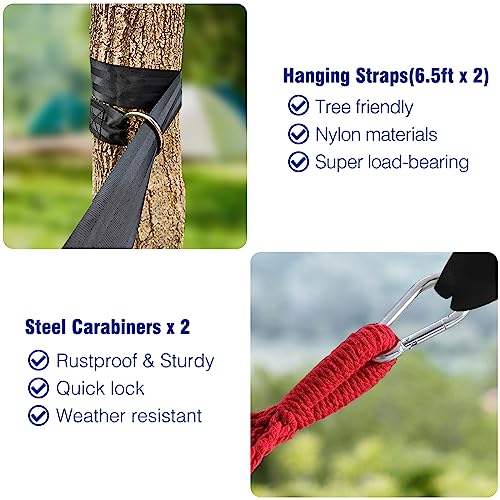 Anyoo Garden Cotton Hammock Comfortable Fabric Hammock With Spreader Bar Durable Hammock Up To 450Lbs Portable Lightweight Hammock With Travel Bag,Perfect For Camping Outdoor/Indoor Patio Backyard #TOP2