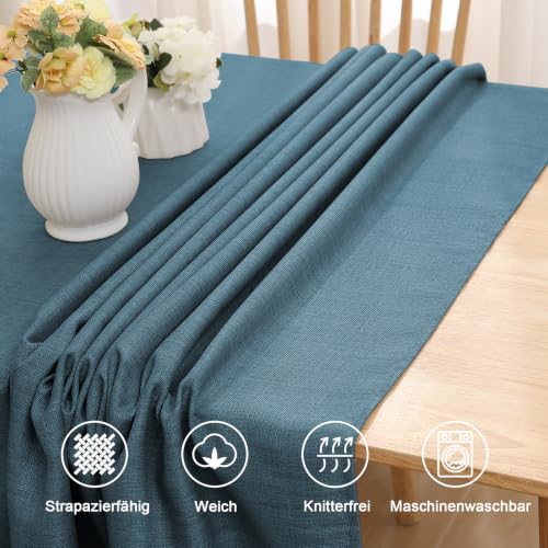 Smiry Leinenoptik Tischdecke Eckig 140 x 100 cm Blau – Ansicht 5