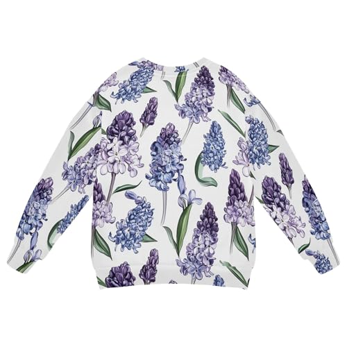 JUNZAN Aesthetic Hyacinths White Kids Girls Sweatshirts Hoodies Fleece Tops Clothing Shirts Sports 4T2