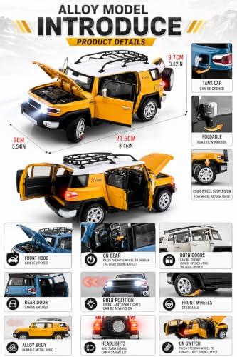 Image of Magicwand 1:24 Scale Die-Cast Tayota FJ Cruiser【X-Large】【Box Packing】 with 6 Openable Doors,Pull Back Action,Lights,Music【Random Color】【Pack of 1】