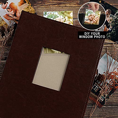 Image of Ywlake Photo Album 4x6 400 Pockets, Leather Photo Albums Holds 400 Vertical Pictures Only Brown