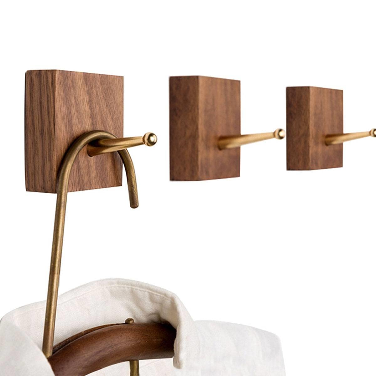 Ganci Da Parete In Legno Rustici | Confezione Da 4 | Senza Fori Con Adesivo | Per Appendere Cappotti, Borse E Asciugamani