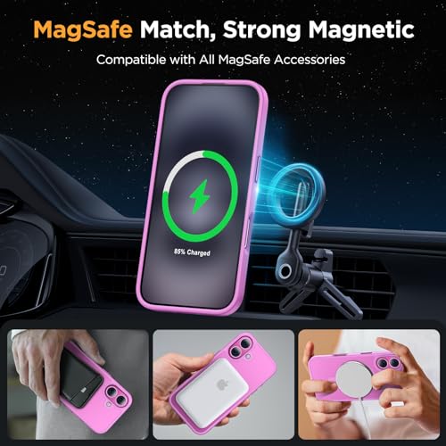 Image of Miracase Magnetic Series for iPhone 16 Case [Compatible with MagSafe] Military-Grade Protection, Anti-Fingerprint, Slim Phone Case for iPhone 16 6.1 inch - Lilac Pink