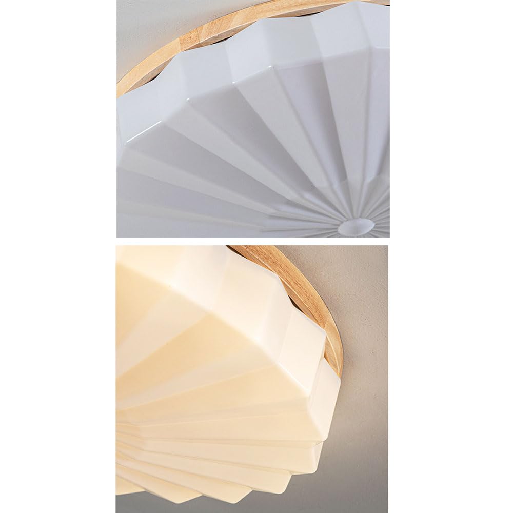 Okrągła dębowa lampa sufitowa o średnicy 50 cm (19,7 cala), japoński styl słupka, lampa sufitowa LED 42 W, minimalistyczny styl, z akrylowym kloszem, idealna do sypialni