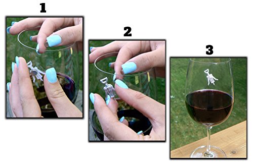 Simply Charmed Wine Glass Charms, Set of 6 Fun Magnetic Wine Theme Drink Markers and Tags