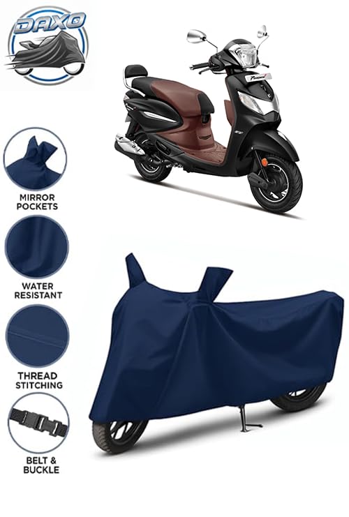 Image of Waterproof Scooty Cover for Hero Pleasure Plus | All Weather Protection from Rain, Dust, UV Rays & Scratches with Mirror Pockets & Buckle Belt | Pleasure Plus Scooty Cover