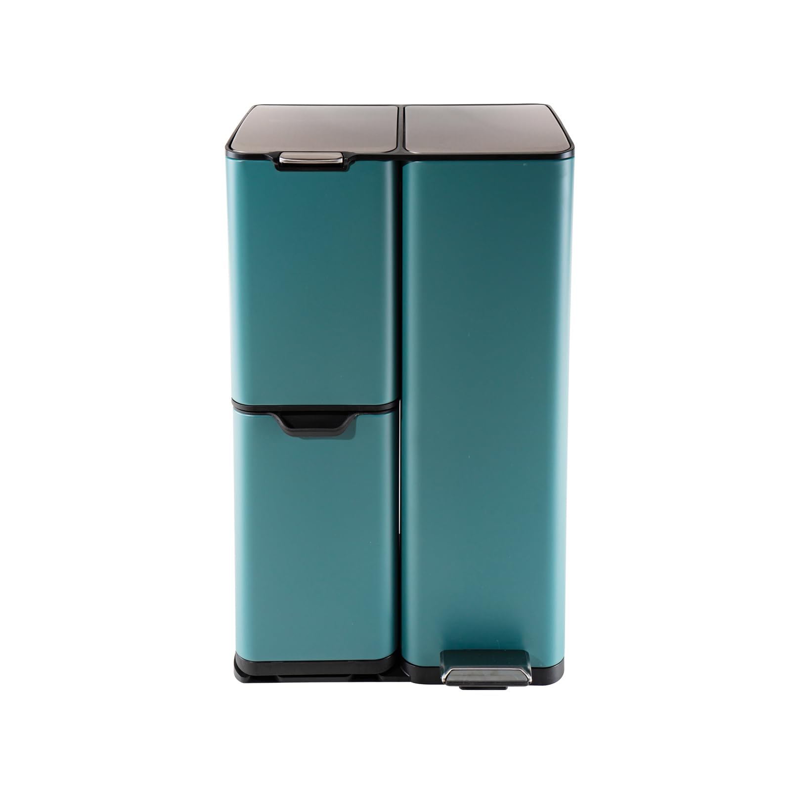 HTI living Mülltrennsystem Jannik 60 Liter Türkis Mülleimer Edelstahl mit 3 Behältern