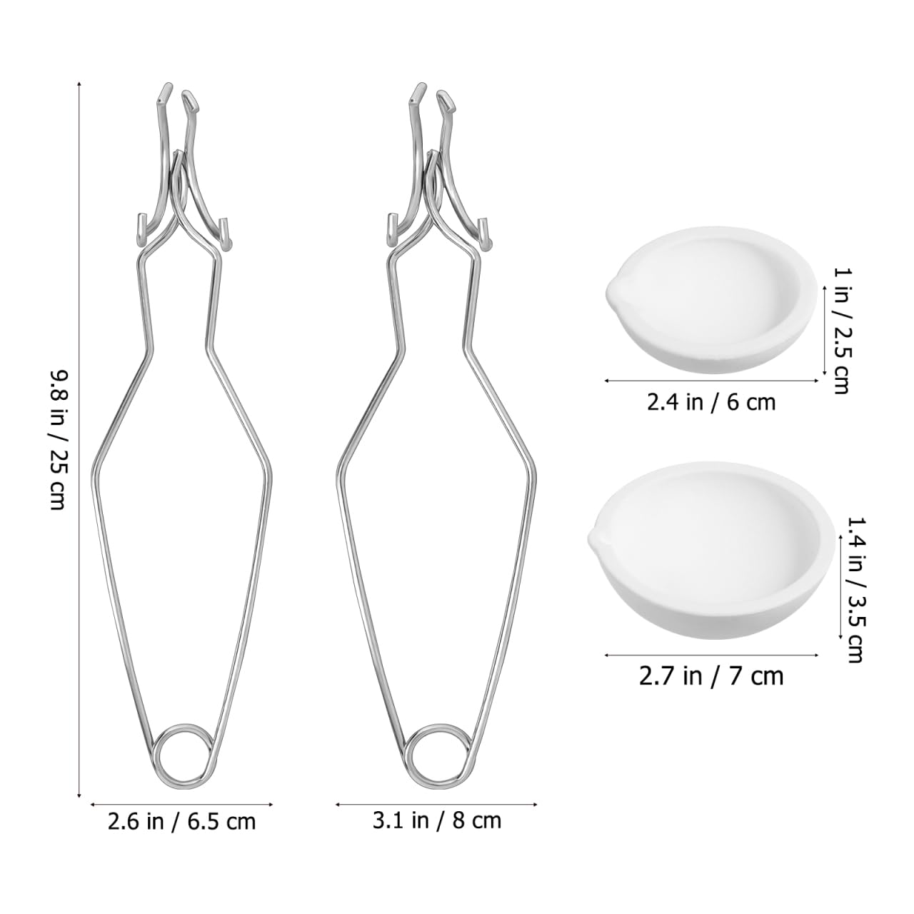 SEWACC Kit Creuset Fonderie Avec Pinces Acier Résistant Haute Température 9.84X2.95X1.38 Pouces Pour Fusion Métaux Bijoux Laboratoire
