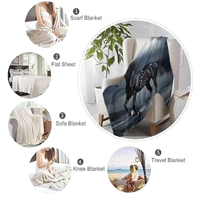 XCQHZYQ Kuscheldecke für Kinder tierisches Dunkles Pferd 200x200 cm Decke Fleecedecke Sofadecke Kinderdecke, Superweiche Flanell Wohndecke Geschenke für Jungen Mädchen – Bild 8