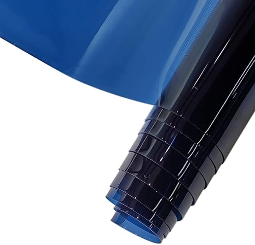 HYANG - Hojas de vinilo holográfico de piel sintética de PVC transparente azul marino, 1 rollo de 12 x 47 pulgadas (11.8 in x 47.2 in) para hacer