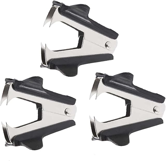 3pcs Black Lightweight Staple Remover with Steel Jaws Extra Wide Finger Grip Staple Pull Tool for Family School Office