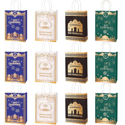 12 Stück Ramadan Tüten Eid Mubarak Tüten Eid Mubarak Geschenktüte Ramadankalender wiederverwendbar perfekt für Kindergeburtstage Hochzeiten und fröhliche RamadanPartys für Muslime