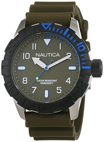 Preisvergleich Produktbild Nautica Herren Analog Quarz Uhr mit Silikon Armband NAD09518G