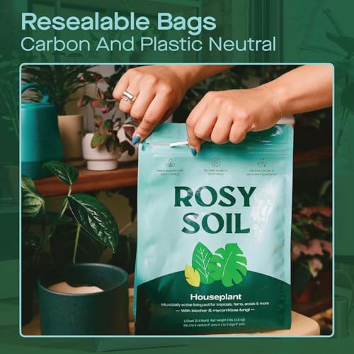 Rosy Soil Indoor Potting Soil for House Plants - Organic Potting Soil Mix for Indoor Plants - Enriched w/Root-Boosting Biochar for Foliage Plants, Flowers, Herbs - Peat Free, Less Prone to Gnats - 8qt - Image 5