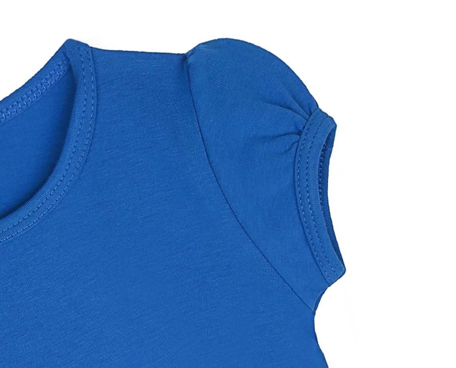 Image of Lilax Girls Short Puff Sleeve Cotton T-Shirt, Toddler & Little Girls Top | 95% Cotton Puff Sleeve Tee; Crewneck, Short Sleeve; Toddler & Girls Sizes 2T-12; for School, Play & Everyday; Machine Wash