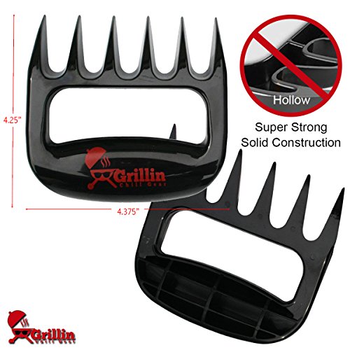 Grillin Chill Gear Meat Claws - Best Bear Claw Pulled Pork Meat Shredders In Bbq Grill Accessories +Extreme Heat Resistant Grill Gloves, Heavy Duty Aramid Fiber & Non Slip Silicone, Soft Cotton Liner #TOP4