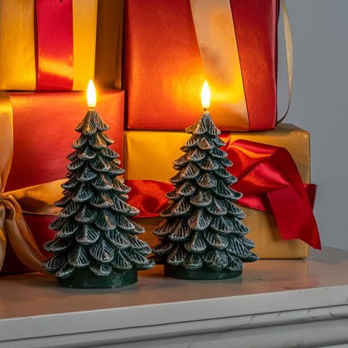 Homemory HMLDS-SDS Christmas Tree Candles With 6 Hours Timer, 2 Pcs Waxy Led Flameless Candles Flickering thumb #3