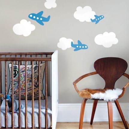 Airplane Wall Decals with Clouds (Scheme C) - by Simple Shapes ®