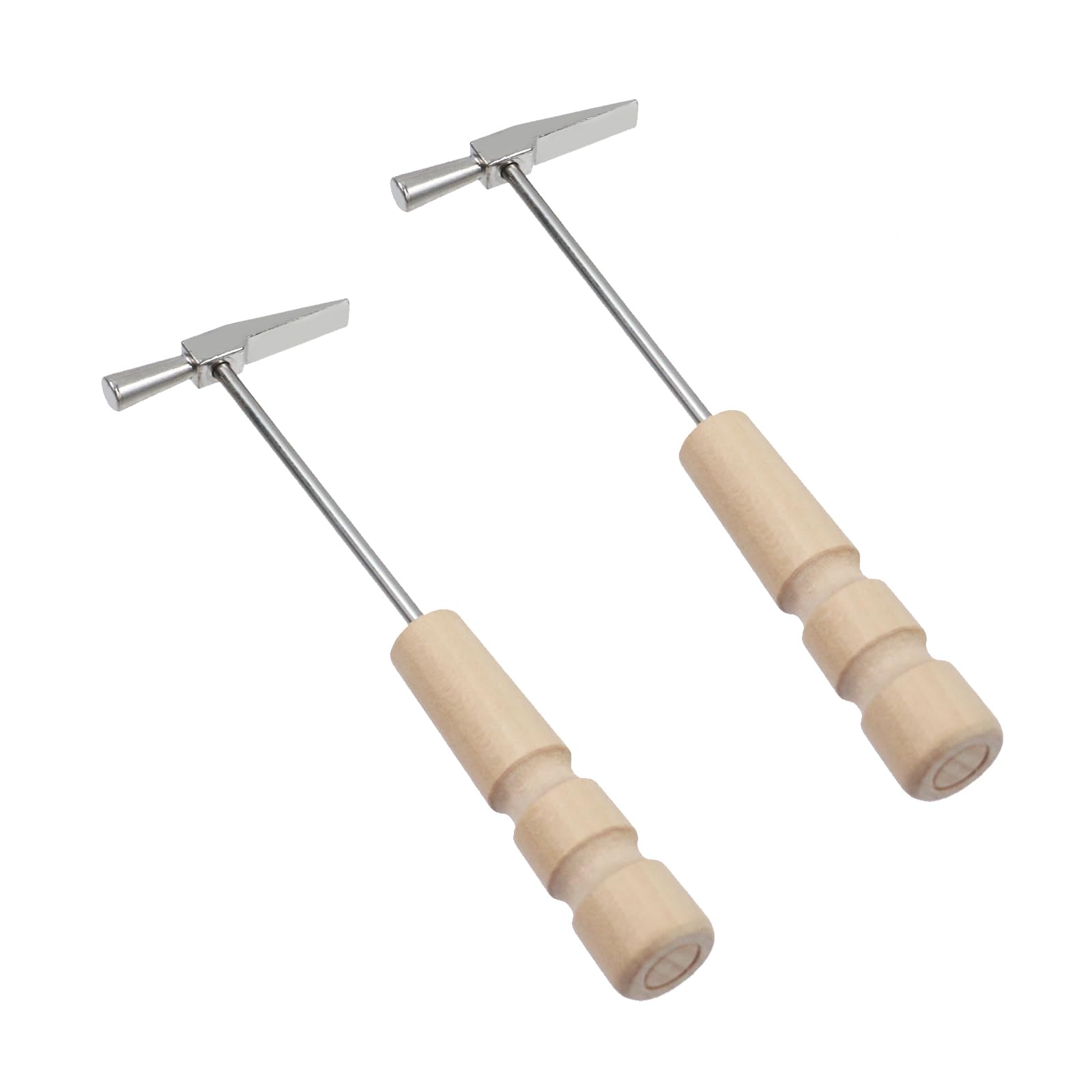 FarBoat 2 Pcs Kalimba Tuning Hammer Thumb Pianos Finger Piano Metal Tools Instrument Accessory, Wooden Handle