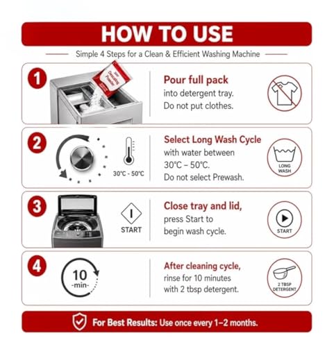 Image of VD Creative Washing Machine Cleaner Powder |Descaler for Front Load & Top Load Washing Machines|Drum & Tub Deep Cleaning Powder | Pack of 1 (100 Gm /Pack)|With LG SCALGO (Packaging May vary)